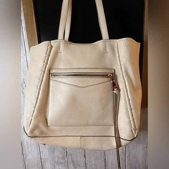 Aimee Kestenberg Leather Shoulder Bag Tote Purse Cream and Copper Lining - Picture 2 of 15